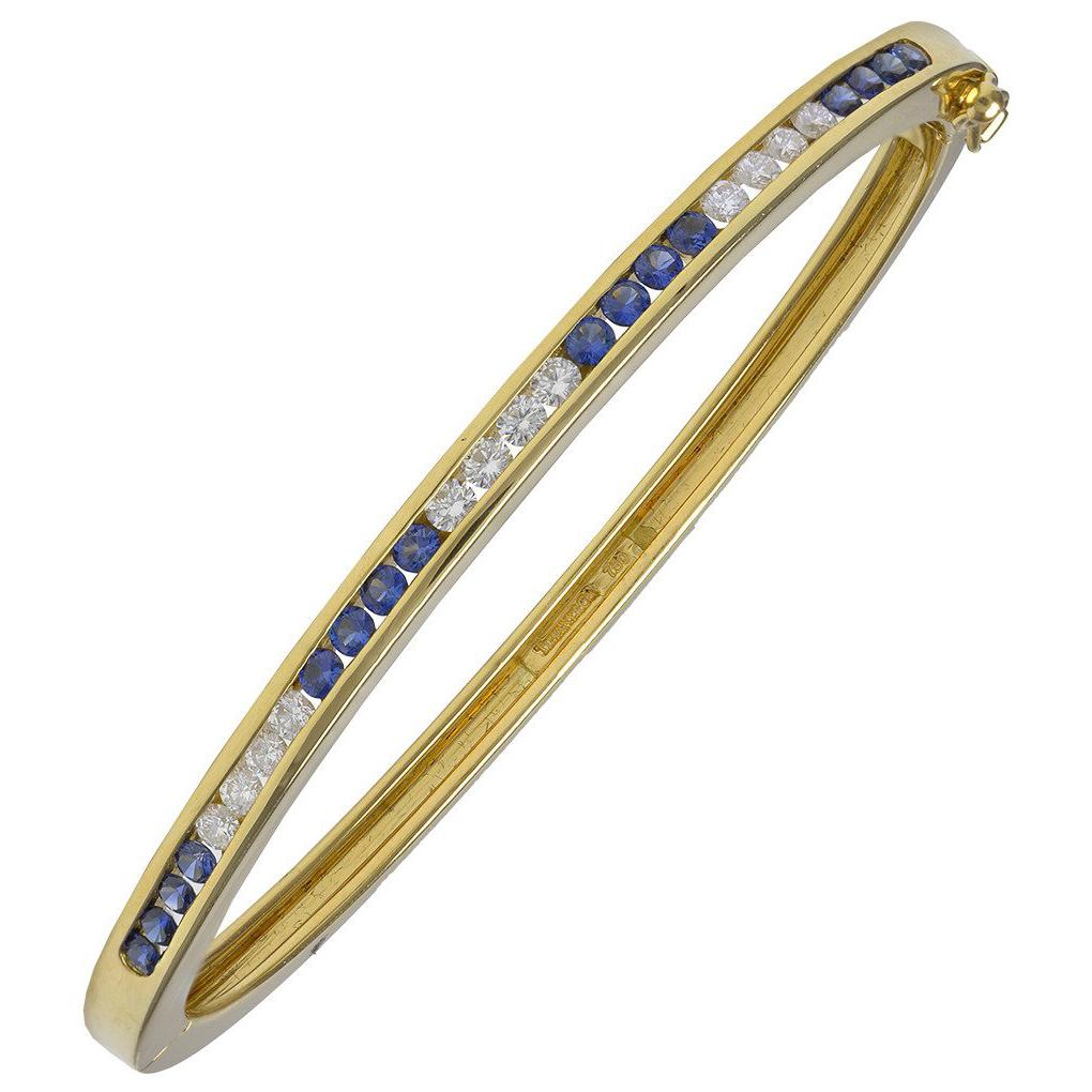 Tiffany & Co Metro Collection Hinged Bangle Diamond Bracelet 18K