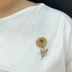 Tiffany & Co. Gold Sapphire Flower Pin Brooch