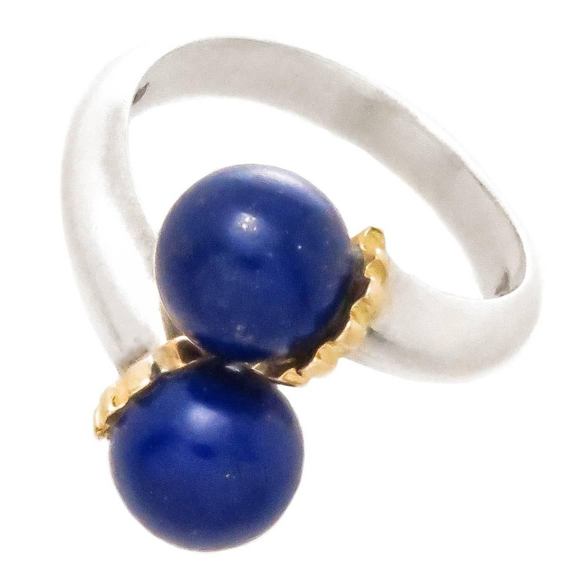 Tiffany & Co. Gold Silver and Lapis Ring
