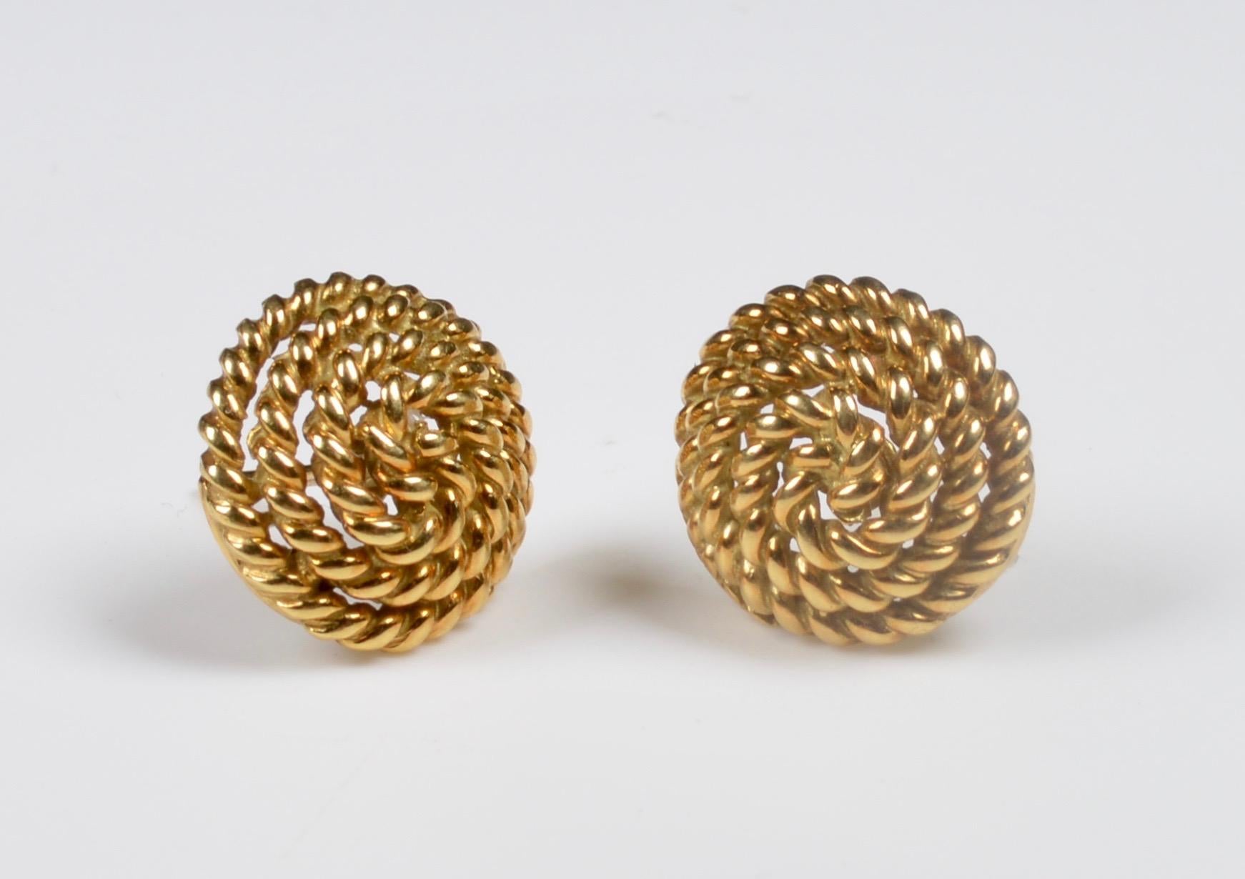 Modern Tiffany & Co. 18 Karat Gold Spiral Stud Earrings