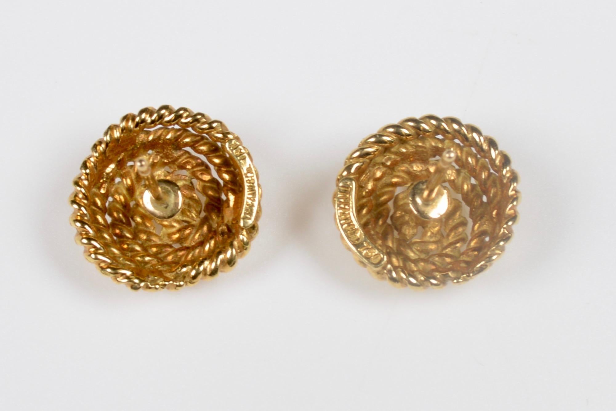 Tiffany & Co. 18 Karat Gold Spiral Stud Earrings In Good Condition In London, GB