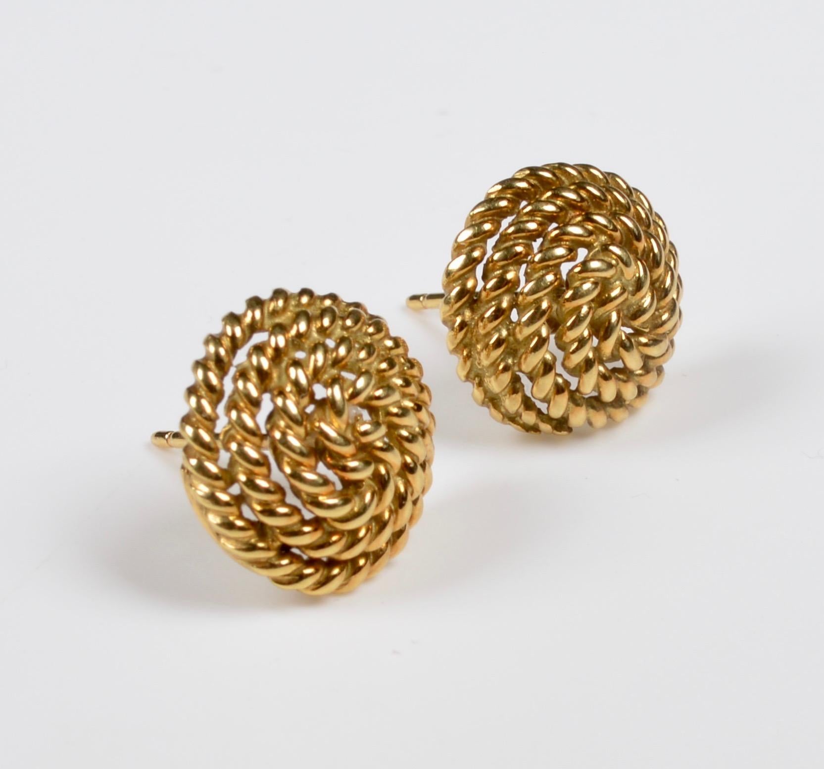 Tiffany & Co. 18 Karat Gold Spiral Stud Earrings 1