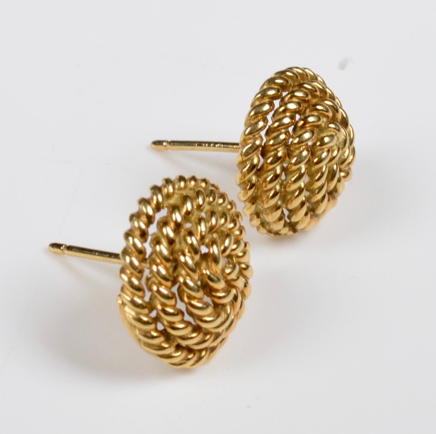 Tiffany & Co. 18 Karat Gold Spiral Stud Earrings 3