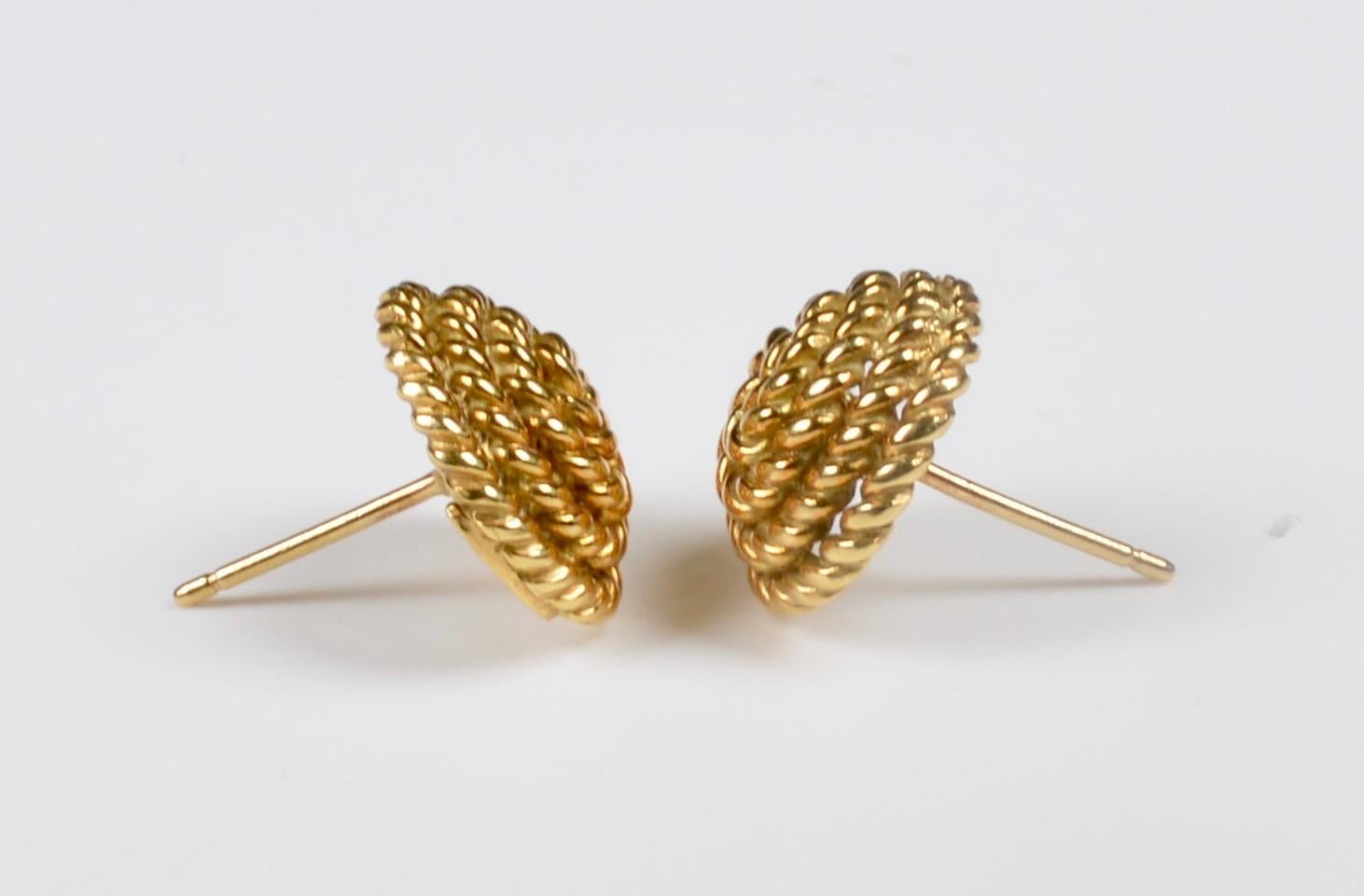 Tiffany & Co. 18 Karat Gold Spiral Stud Earrings 4
