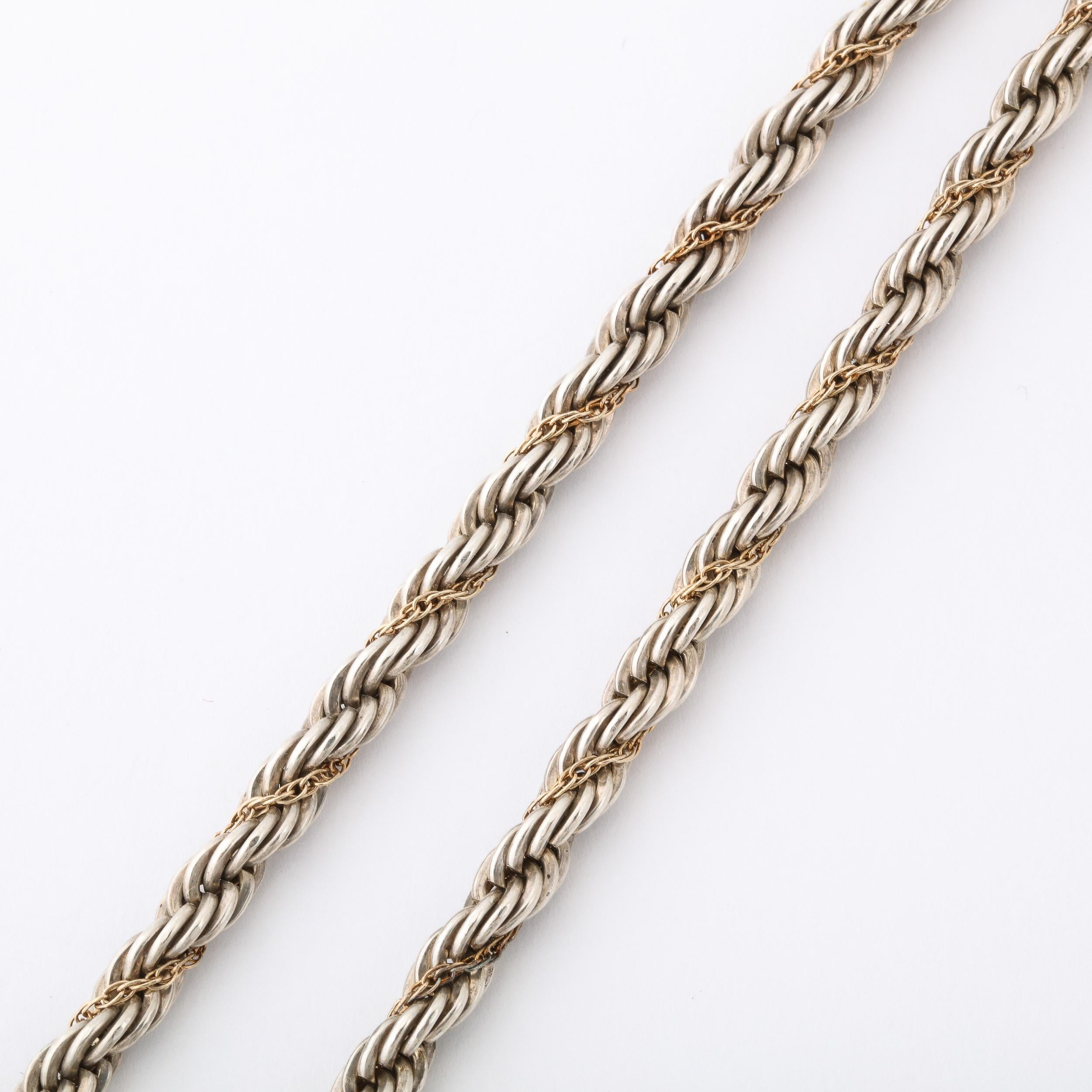 Modernist Tiffany & Co. Gold & Sterling Twist Rope Chain Necklace