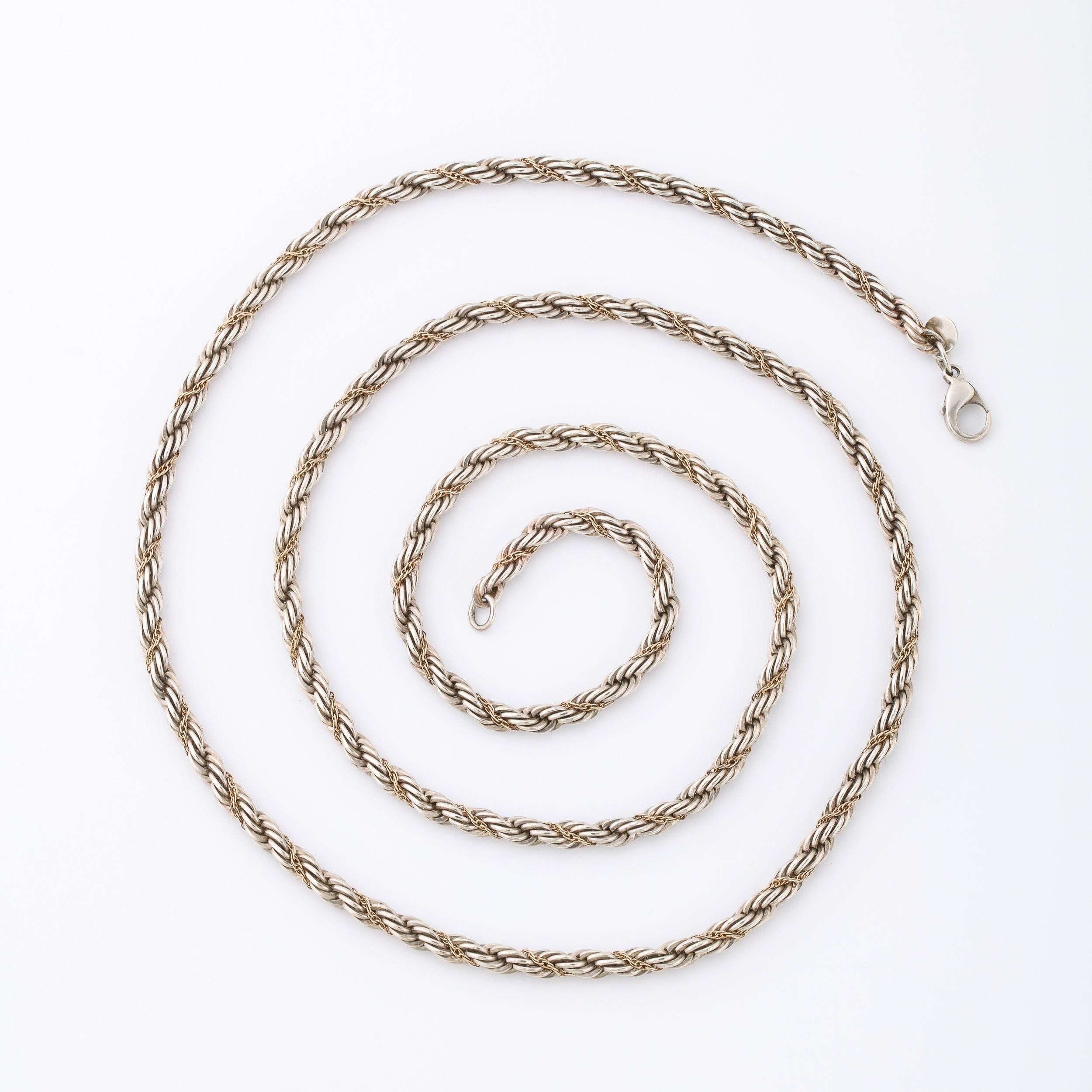 Tiffany & Co. Gold & Sterling Twist Rope Chain Necklace In Excellent Condition In New York, NY