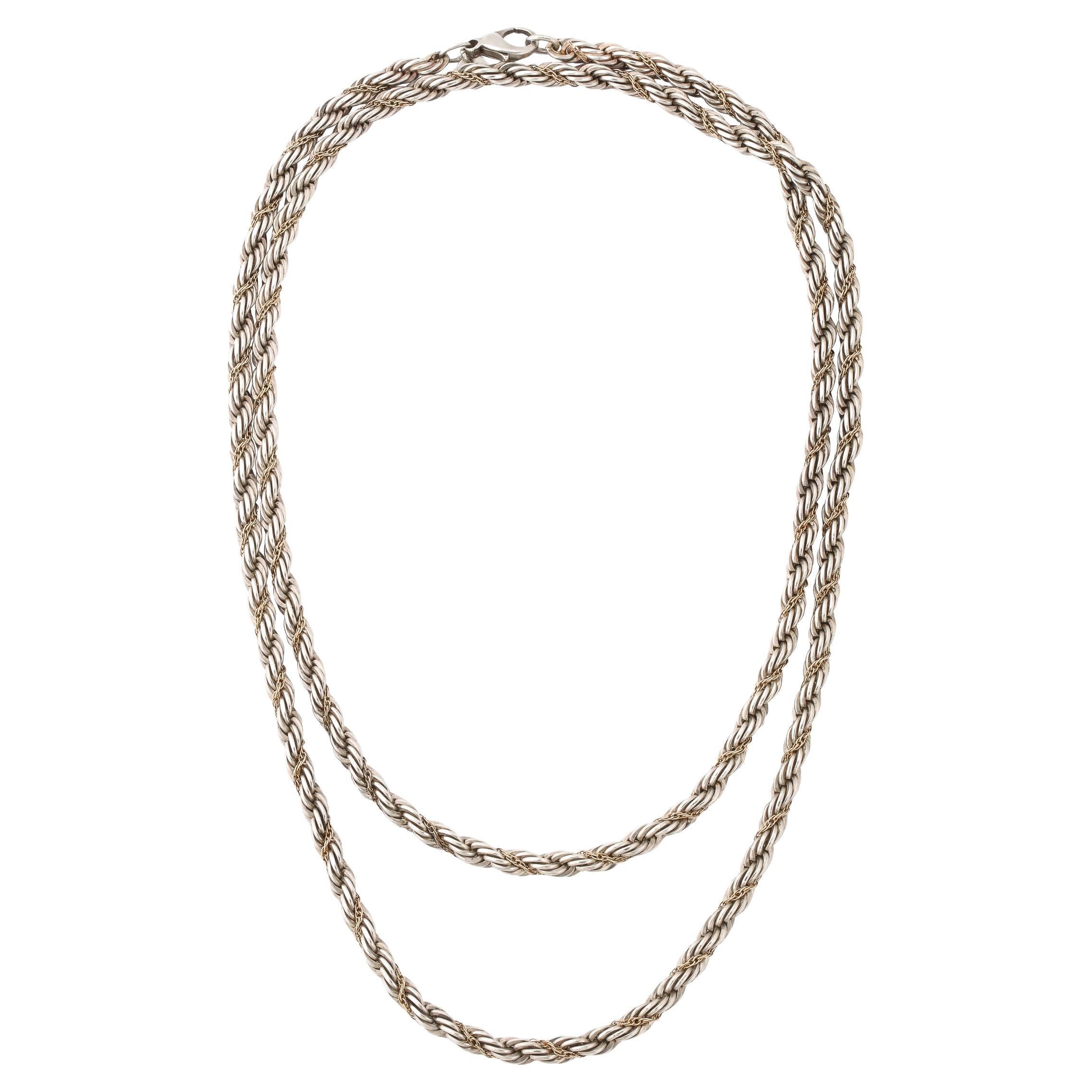 Tiffany & Co. Gold & Sterling Twist Rope Chain Necklace