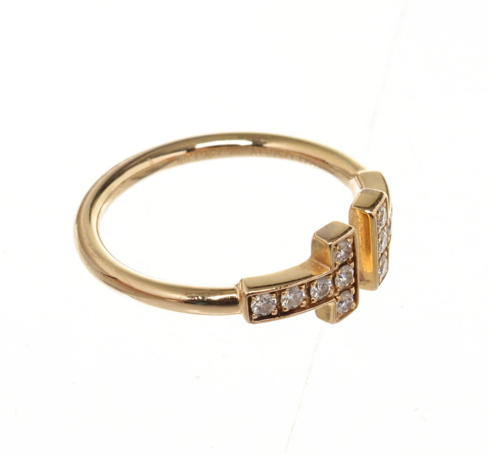 Tiffany & Co Gold T Wire Diamond Ring with gold-tone hardware. Size 4.5


47111MSC
