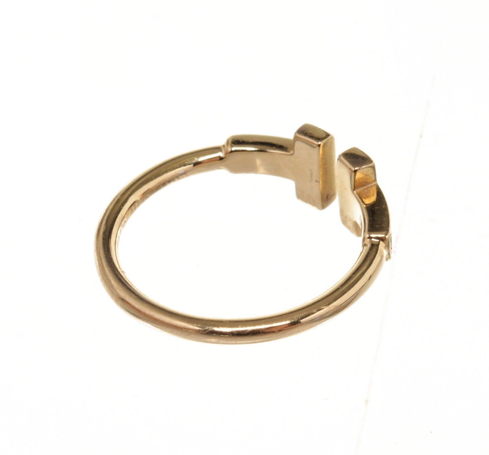 Tiffany & Co Gold T Wire Diamond Ring 4.5 In Good Condition In Irvine, CA