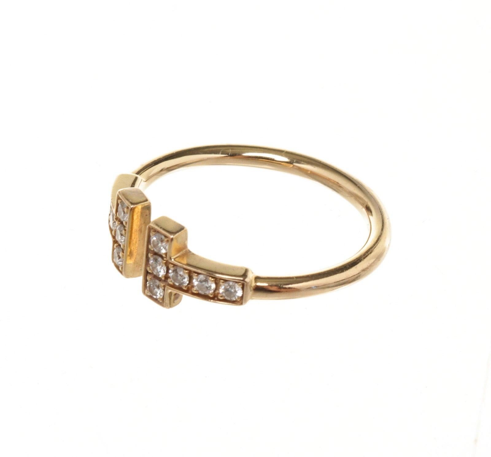 Tiffany & Co Gold T Wire Diamond Ring 4.5 1