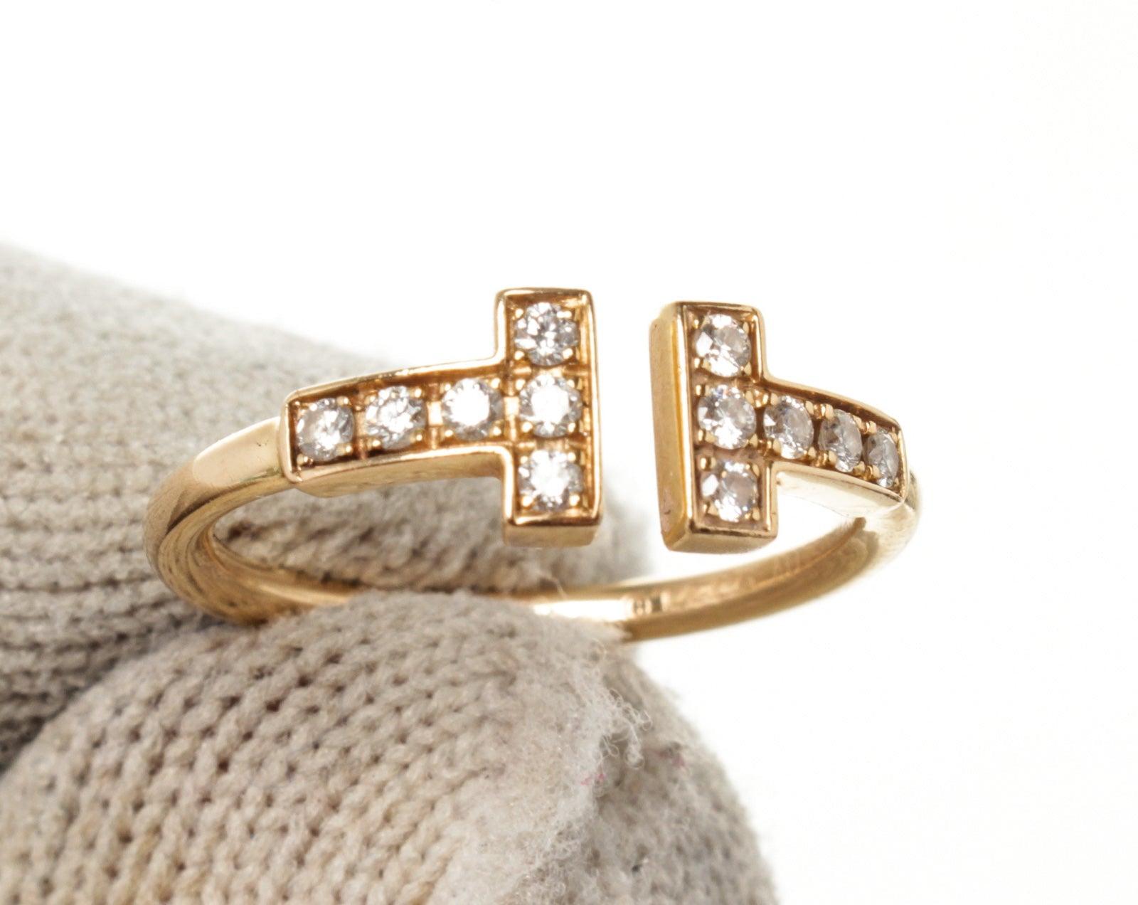 Tiffany & Co Gold T Wire Diamond Ring 4.5 2
