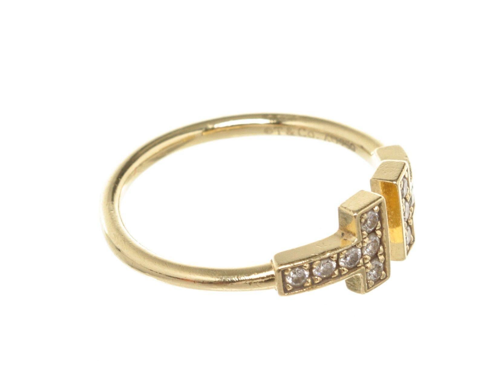 Round Cut Tiffany & Co Gold T Wire Diamond Ring