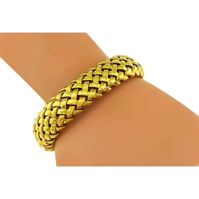 Tiffany and Co Gold Weave Bracelet For Sale at 1stDibs