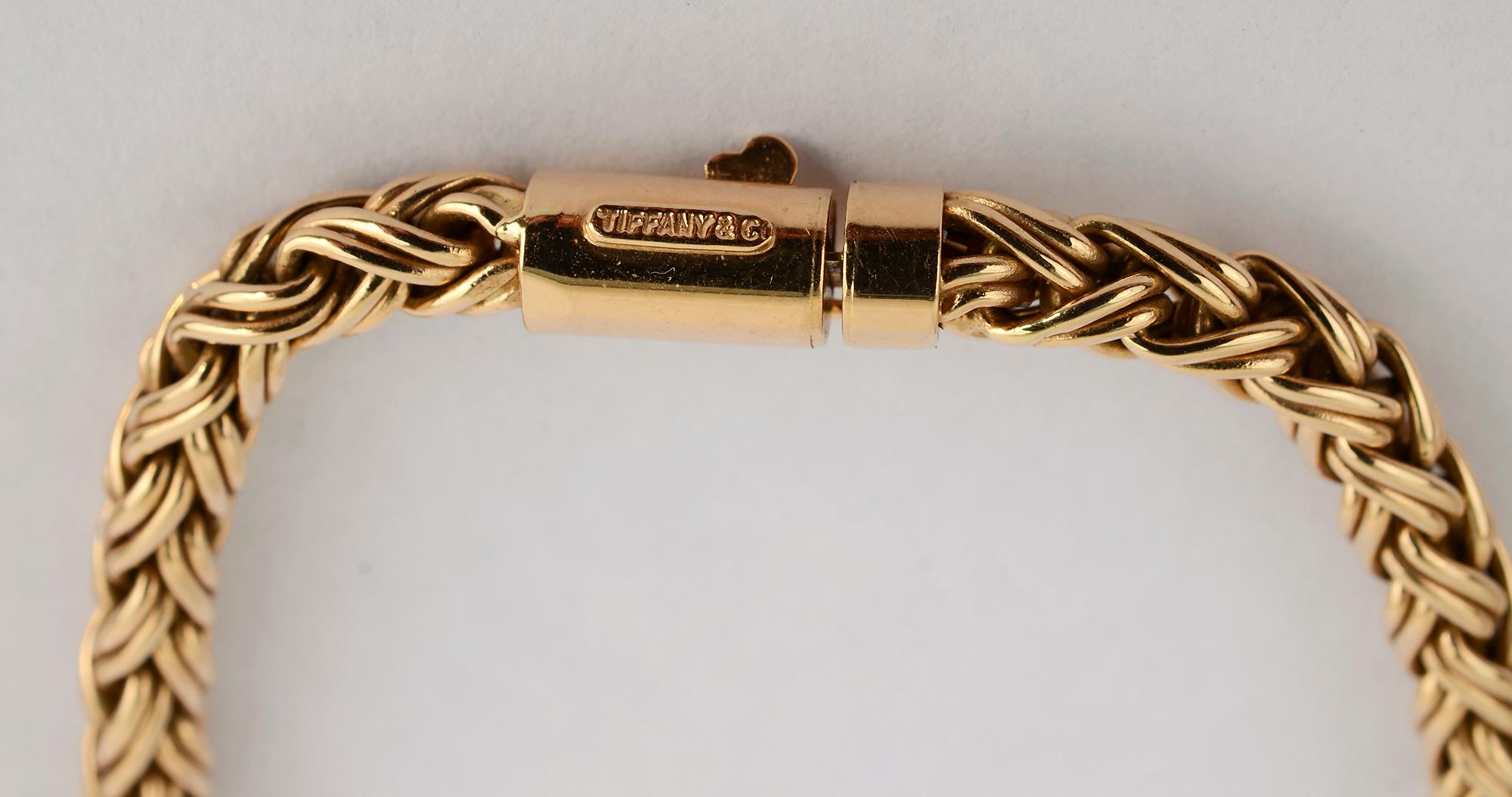 Tiffany & Co. Gold Wheat Chain Necklace In Excellent Condition In Darnestown, MD