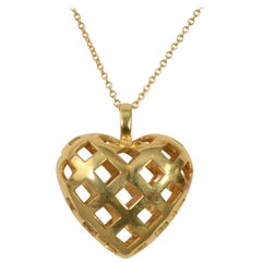 Tiffany & Co. Gold Woven Heart Pendant Necklace
