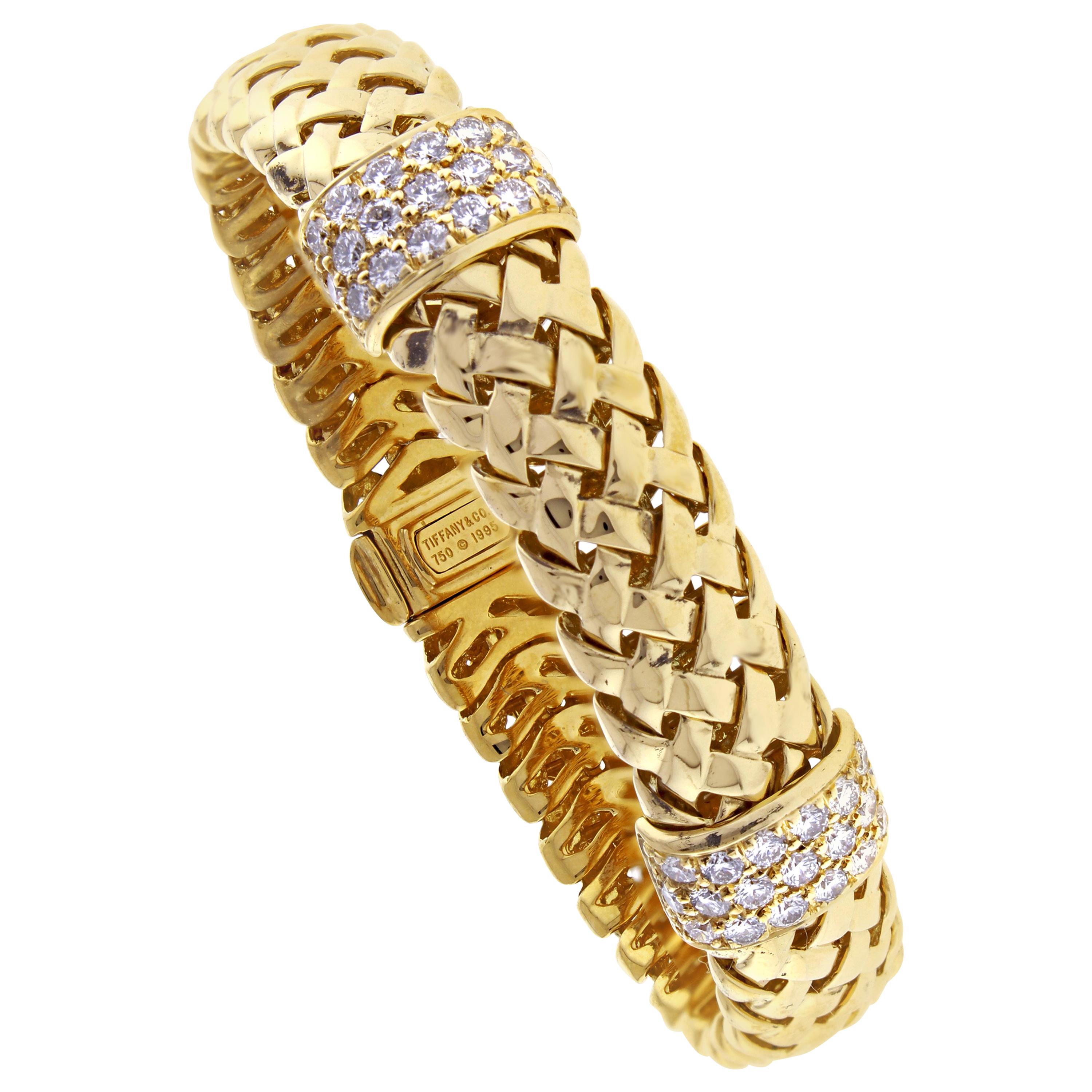Tiffany & Co. ​Gold Woven-Link Vannerie Diamond Bracelet