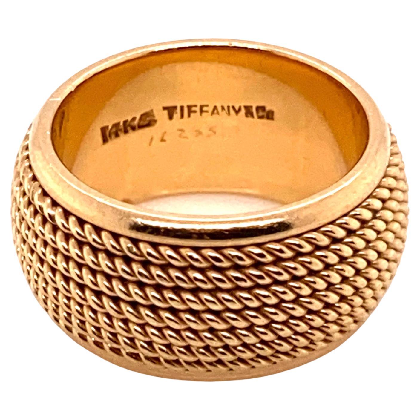 TIFFANY and CO. Gold Wrapped Rope Solid Gold Band Ring Estate Fine