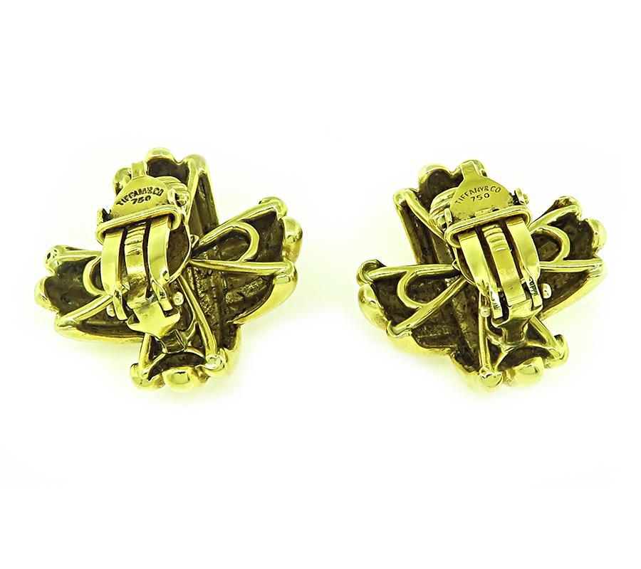 Tiffany & Co Gold X Earrings In Good Condition For Sale In New York, NY