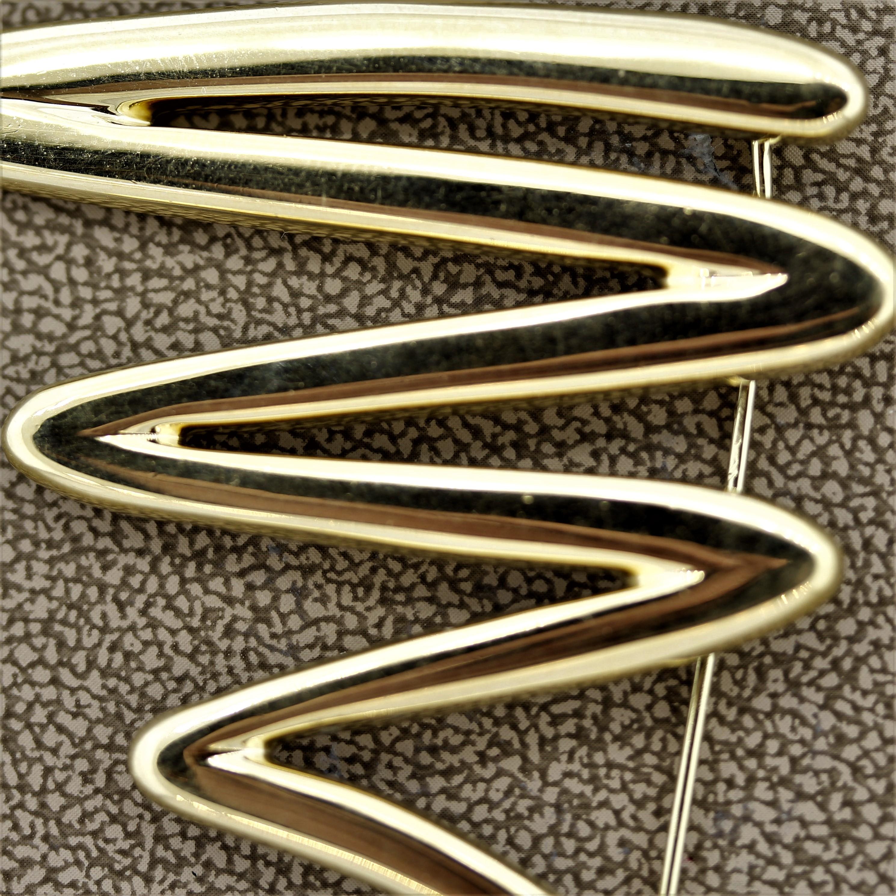 Tiffany & Co. Gold “Zig-Zag” Brooch, Paloma Picasso In Excellent Condition For Sale In Beverly Hills, CA