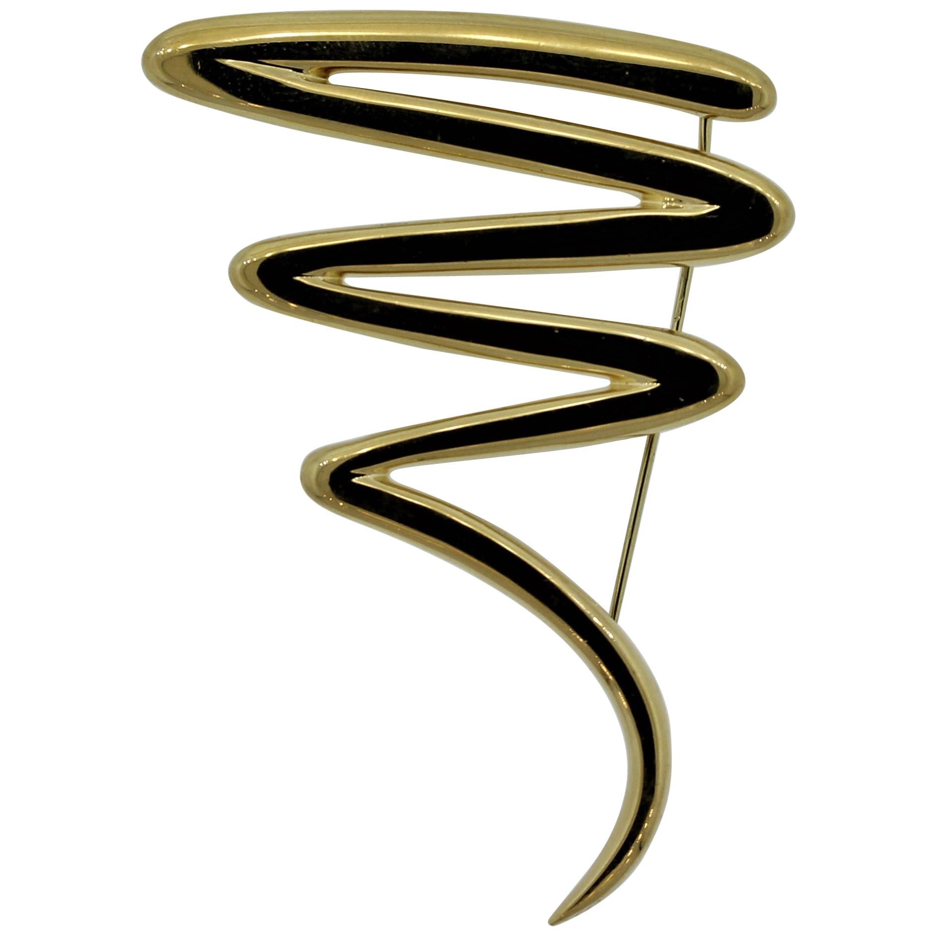 Tiffany & Co. Gold “Zig-Zag” Brooch, Paloma Picasso For Sale