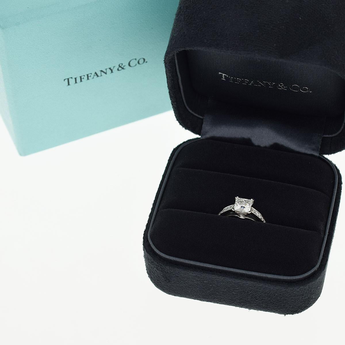 Tiffany & Co. Grace 0.85 Carat Square Cut Diamond Platinum Ring US 4.25 2
