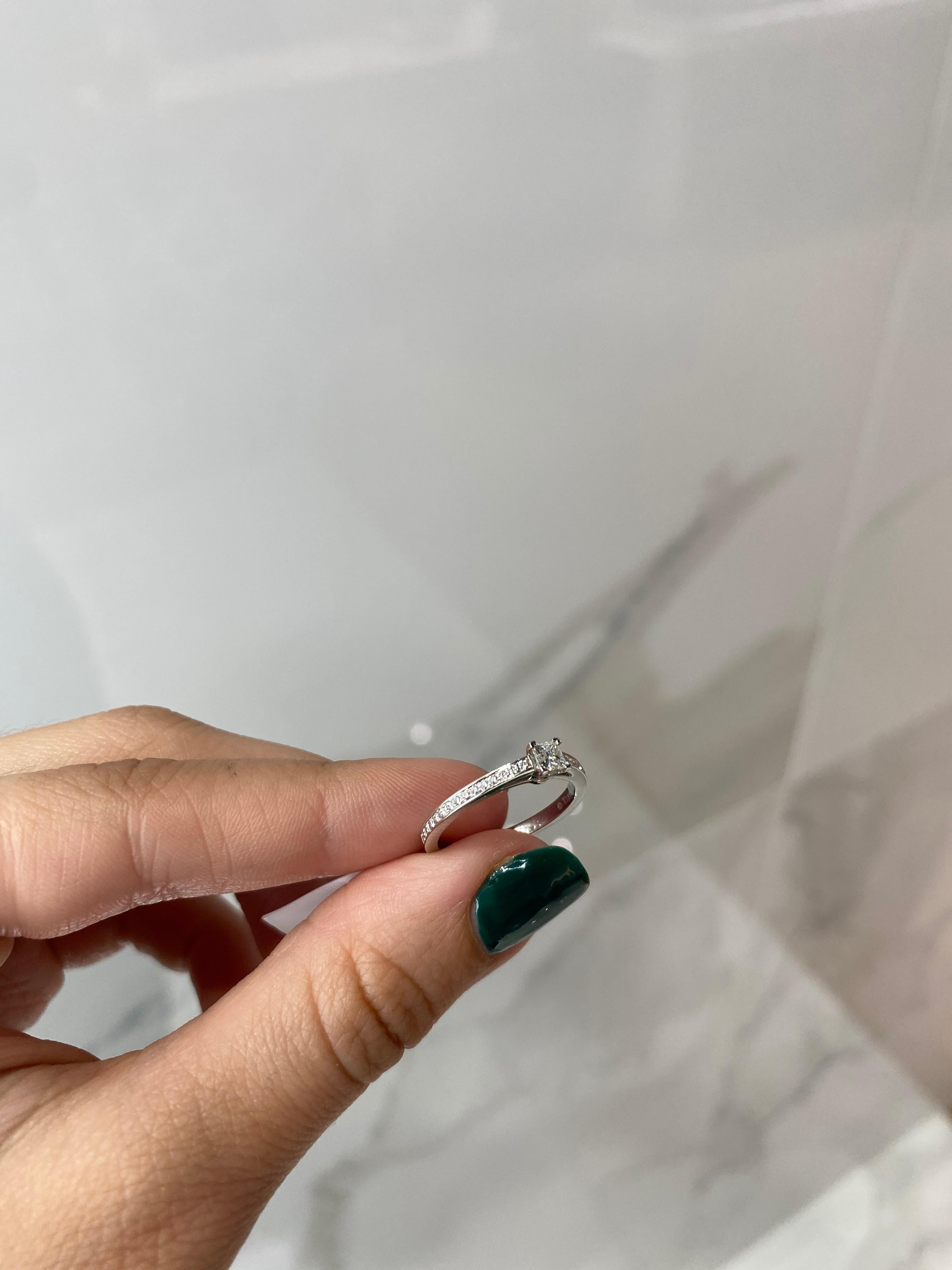 Tiffany & Co. Grace Diamond Ring, 0.17ct Princess Cut w 0.19ctw Round Accents For Sale 2
