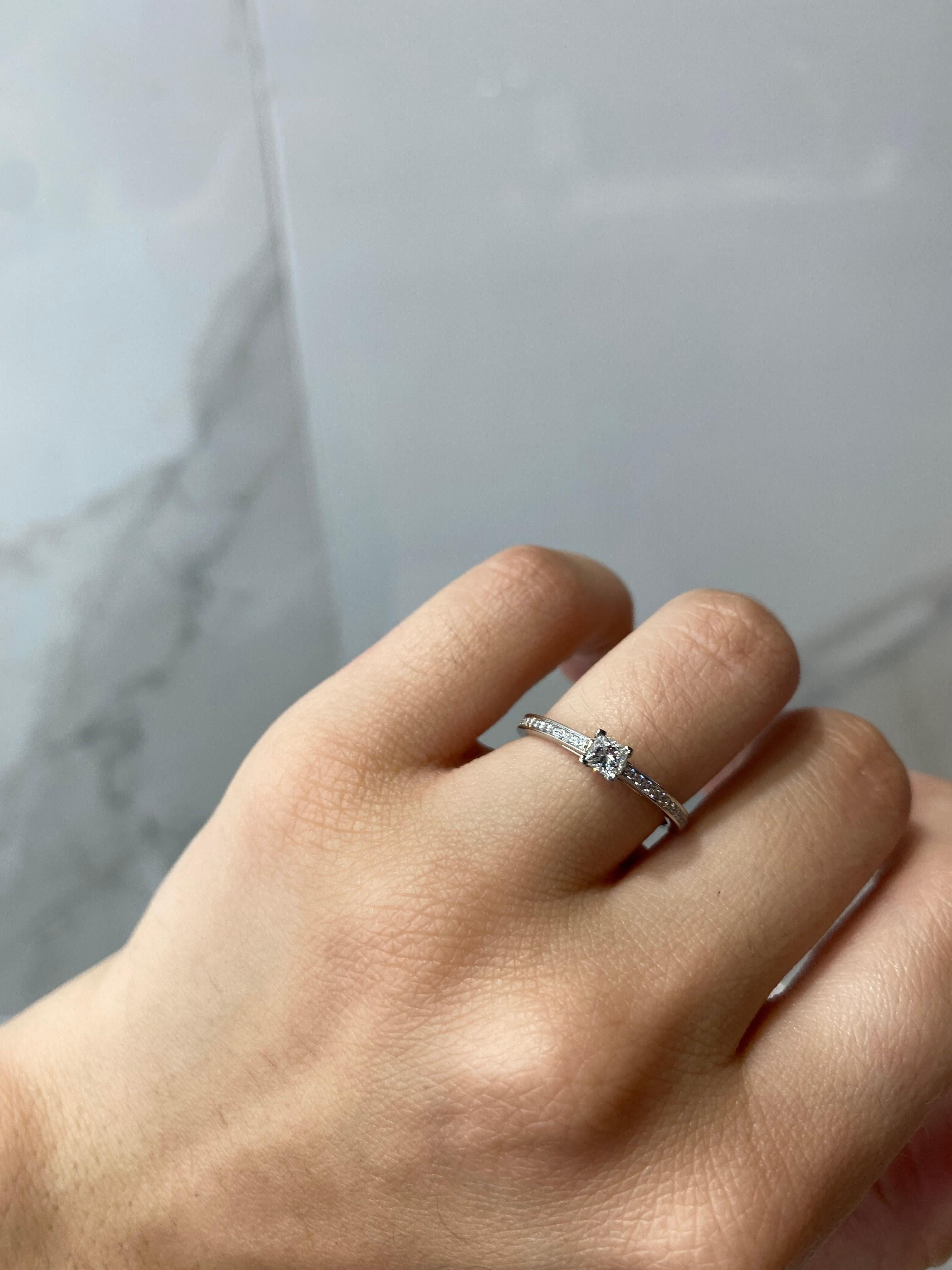 Tiffany & Co. Grace Diamond Ring, 0.17ct Princess Cut w 0.19ctw Round Accents For Sale 5