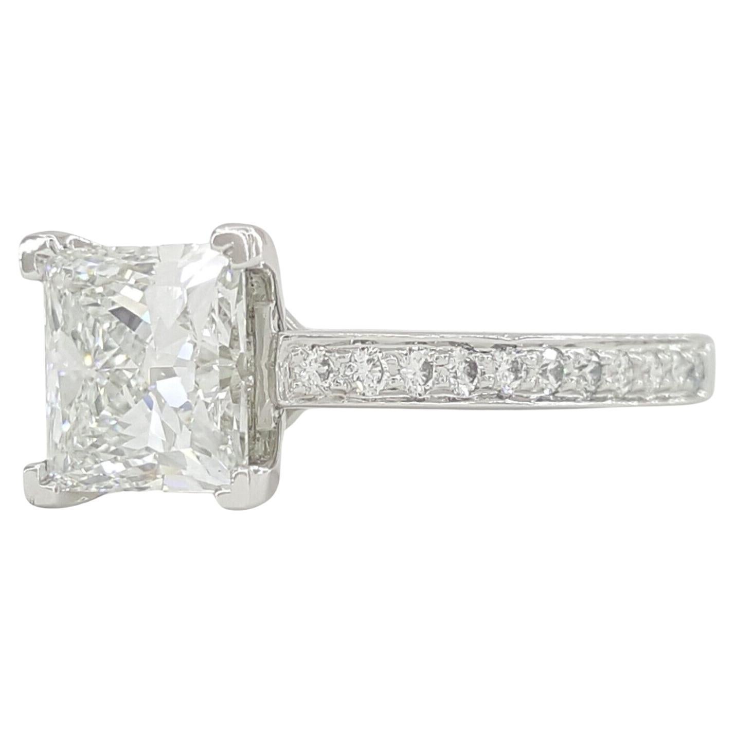 Women's or Men's Tiffany & Co. Grace Platinum Princess Brilliant Cut Diamond Engagement Ring For Sale