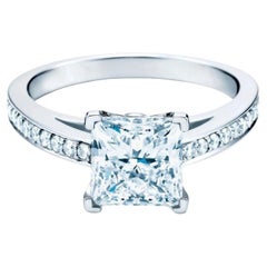 Tiffany & Co. Grace Platinum Princess Brilliant Cut Diamond Engagement Ring