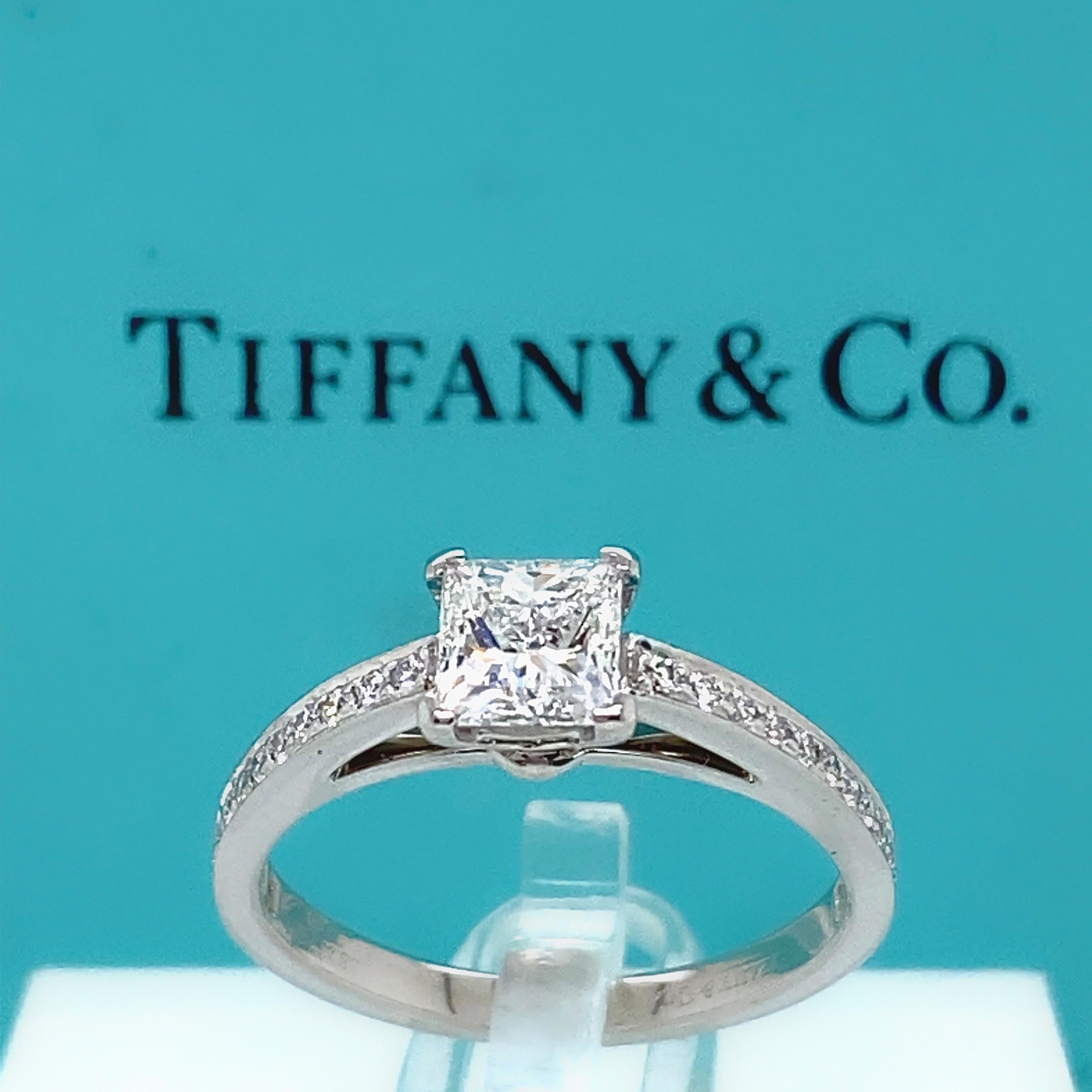 Diamant-Zertifikat von Tiffany & Co Grace Princess 0,89 Tcw Verlobungsring 5