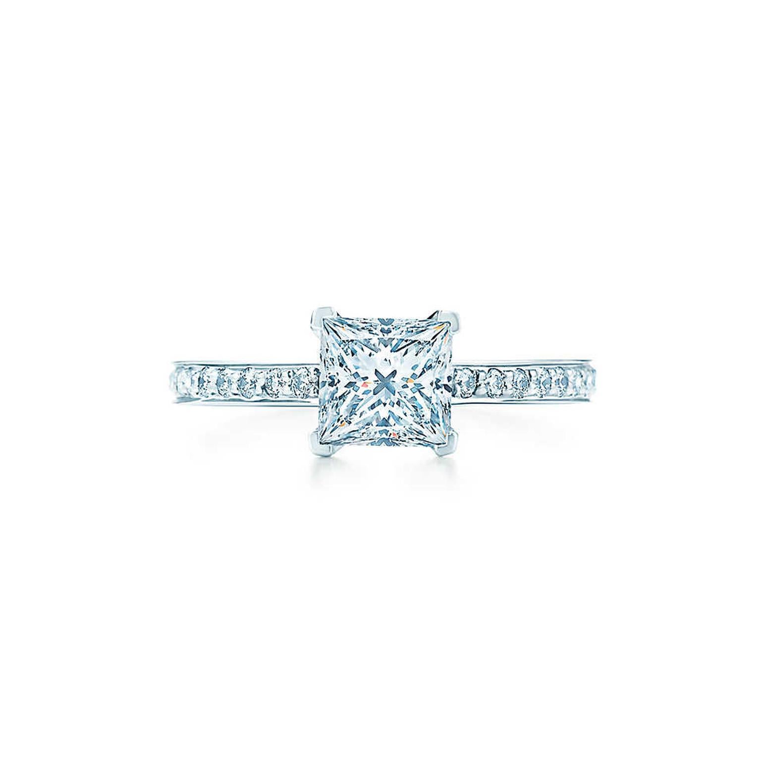 Tiffany & Co. Bague de fiançailles princesse Grace en platine avec diamant 0,76 carat poids total E VVS1 en vente 8