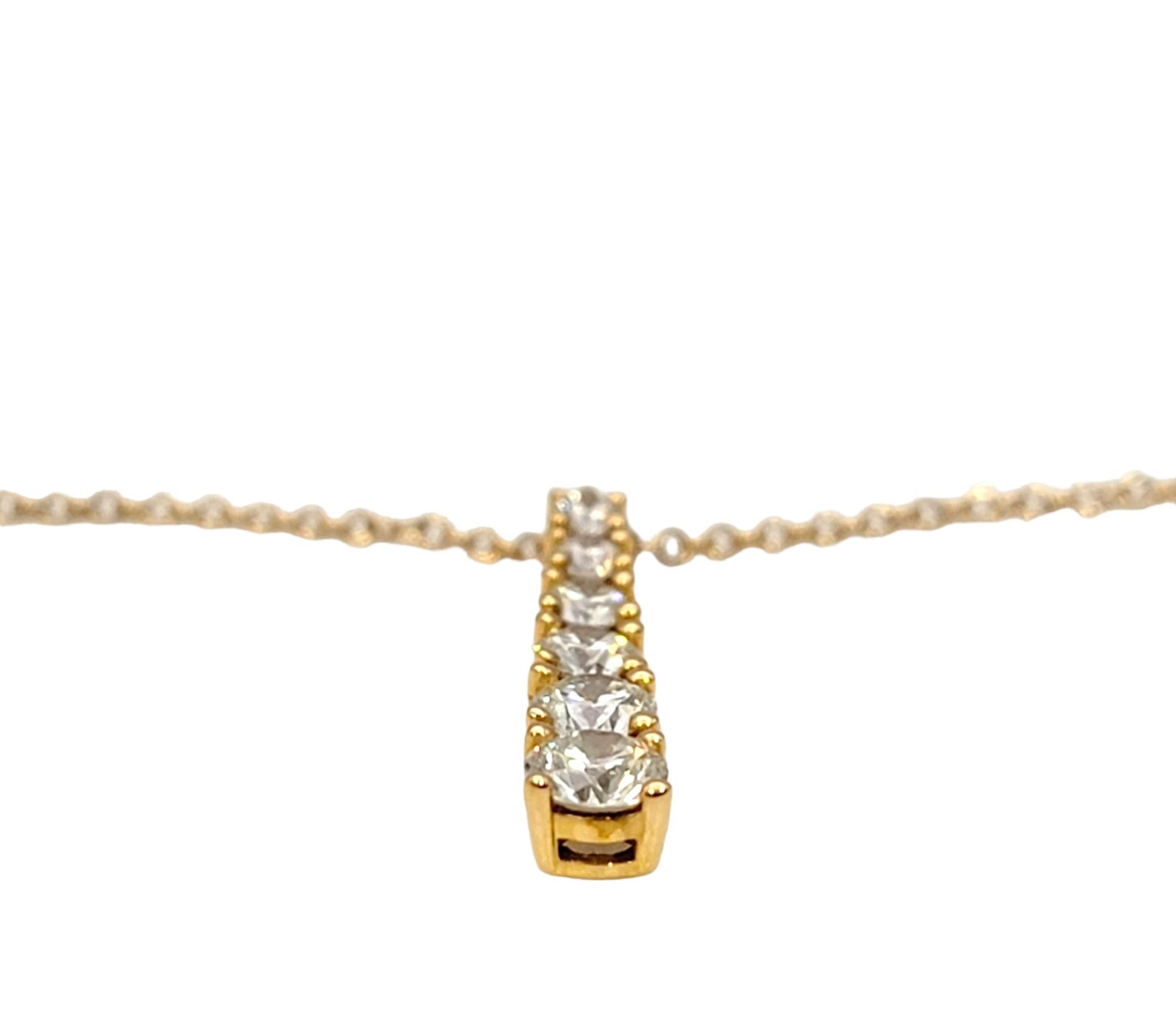 Tiffany & Co. Graduated Diamond Drop Pendant Necklace in 18 Karat Rose Gold 2