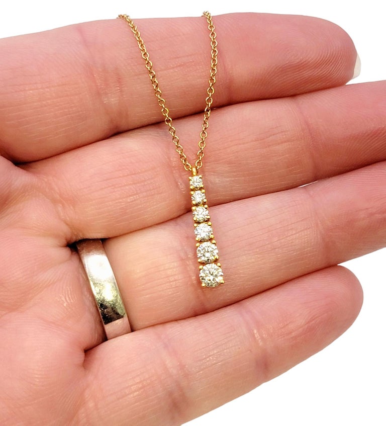 Tiffany and Co. Graduated Diamond Drop Pendant Necklace in 18 Karat