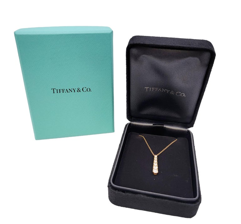 Tiffany and Co. Graduated Diamond Drop Pendant Necklace in 18 Karat
