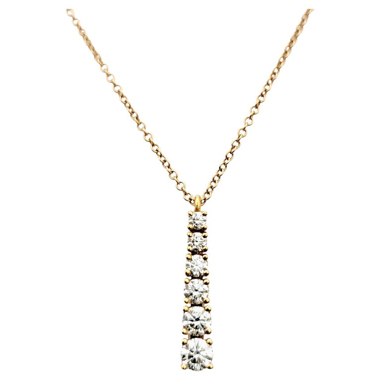 Tiffany and Co. Graduated Diamond Drop Pendant Necklace in 18 Karat ...