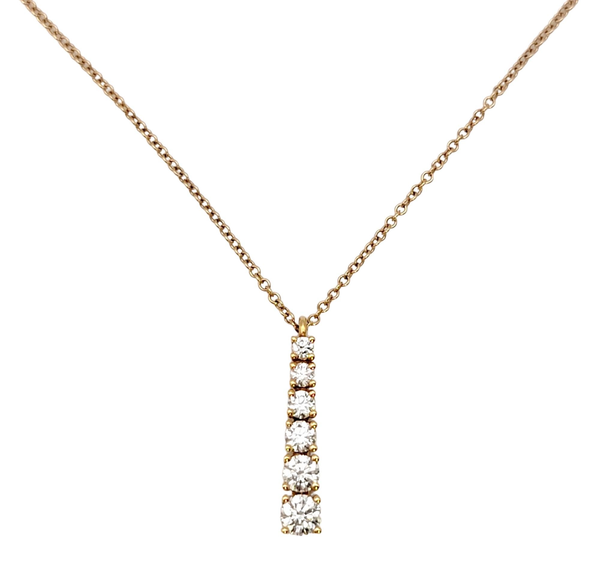 Contemporary Tiffany & Co. Graduated Diamond Drop Pendant Necklace in 18 Karat Rose Gold