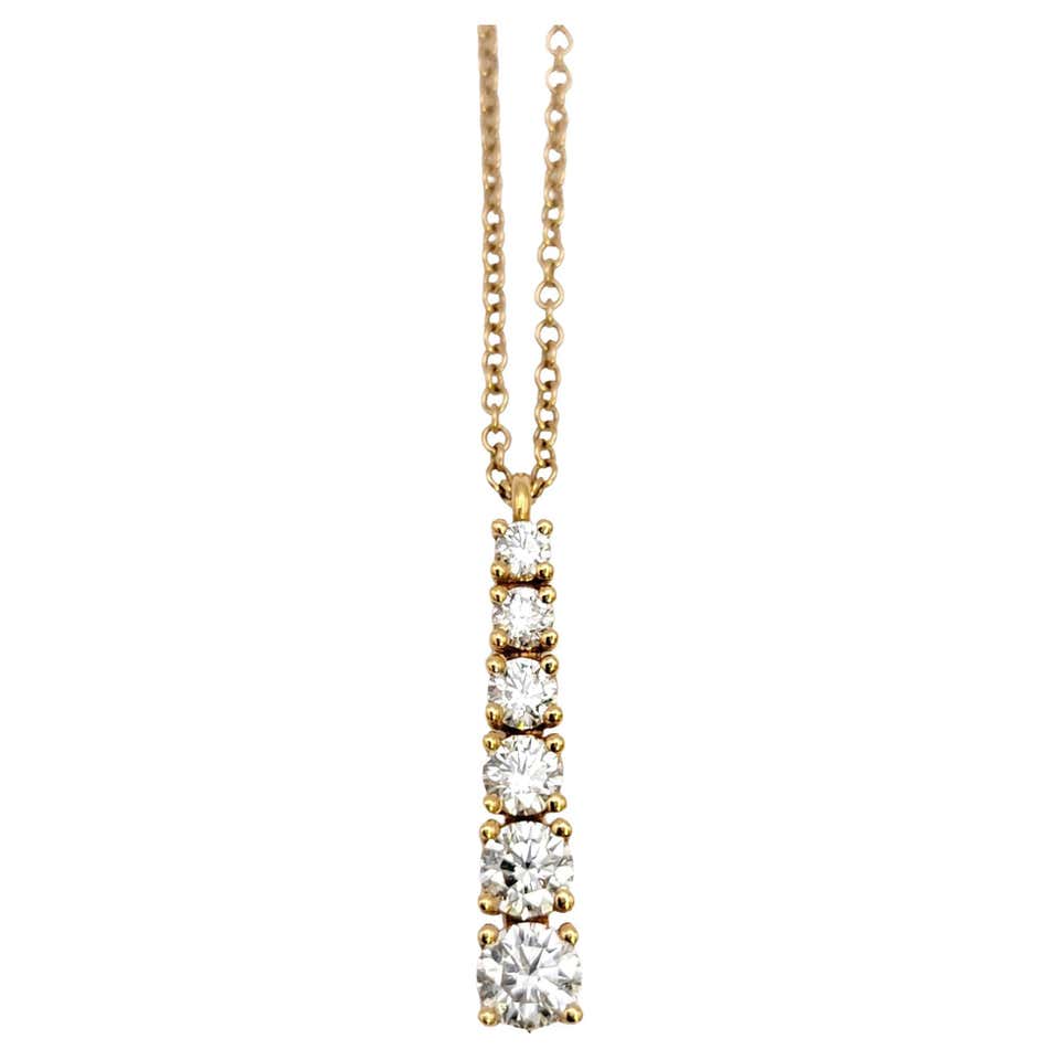 Graduated Diamond Chain Tiffany and Co. Graduated Diamond Drop Pendant Necklace in 18 Karat ...