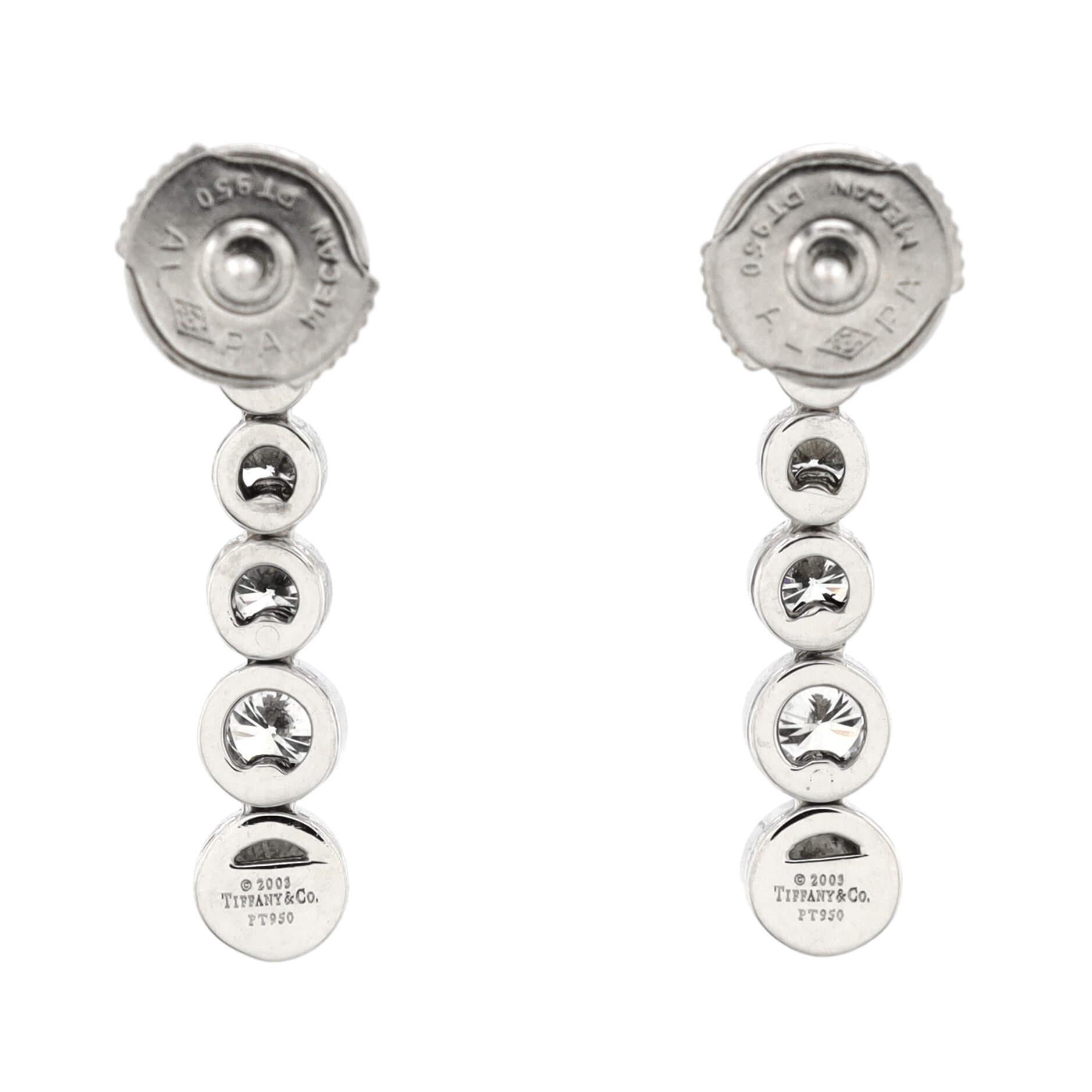 Tiffany & Co. Graduated Jazz Drop Earrings Platinum and Diamonds In Good Condition In New York, NY