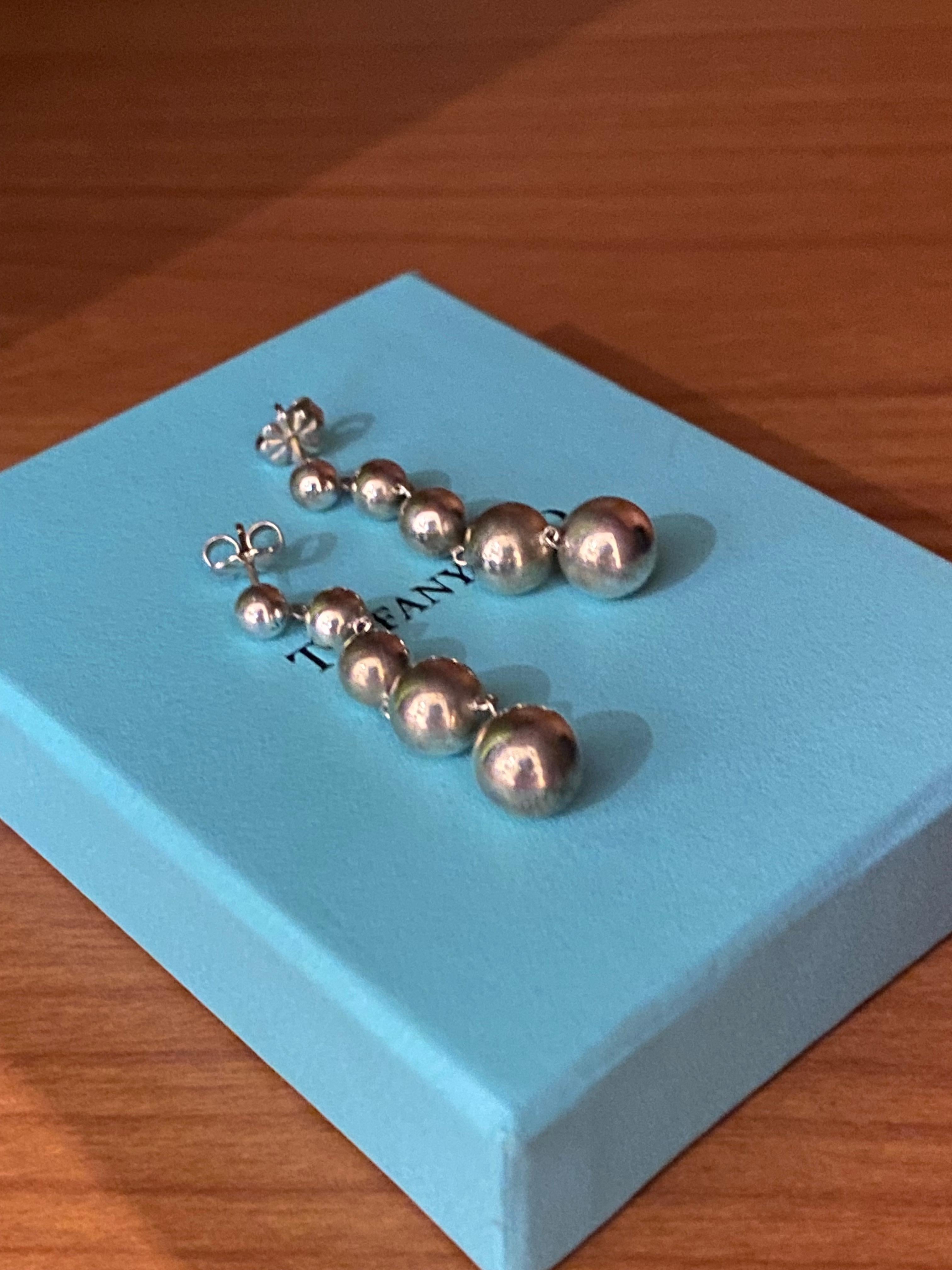 Abgestufte Kugelperlen-Ohrringe von Tiffany & Co, 925 Sterlingsilber, Sterlingsilber 3