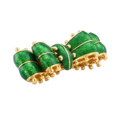 Tiffany & Co. Green Enamel Gold Bow Brooch
