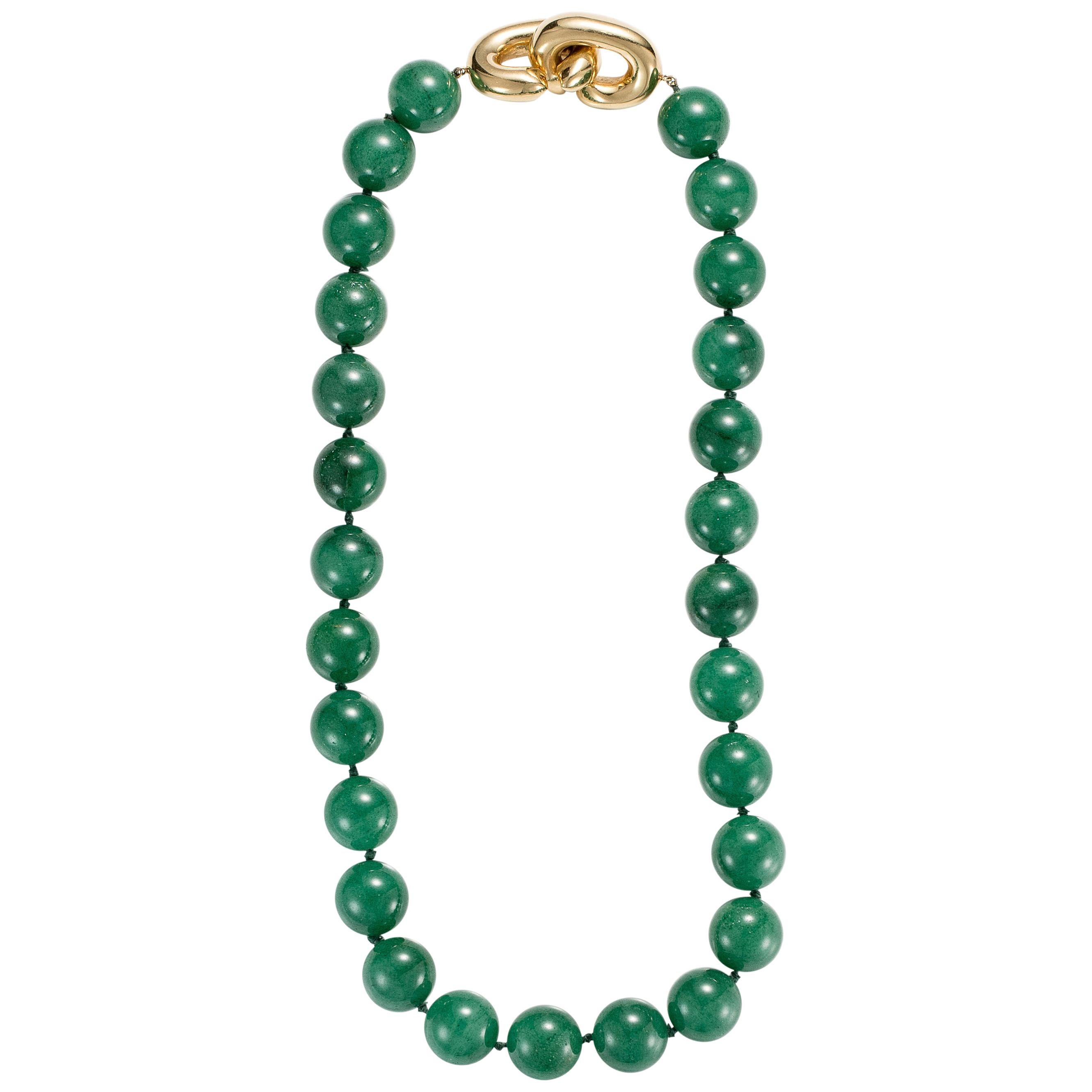 Tiffany & Co. Green Quartz Necklace, 18 Karat Gold
