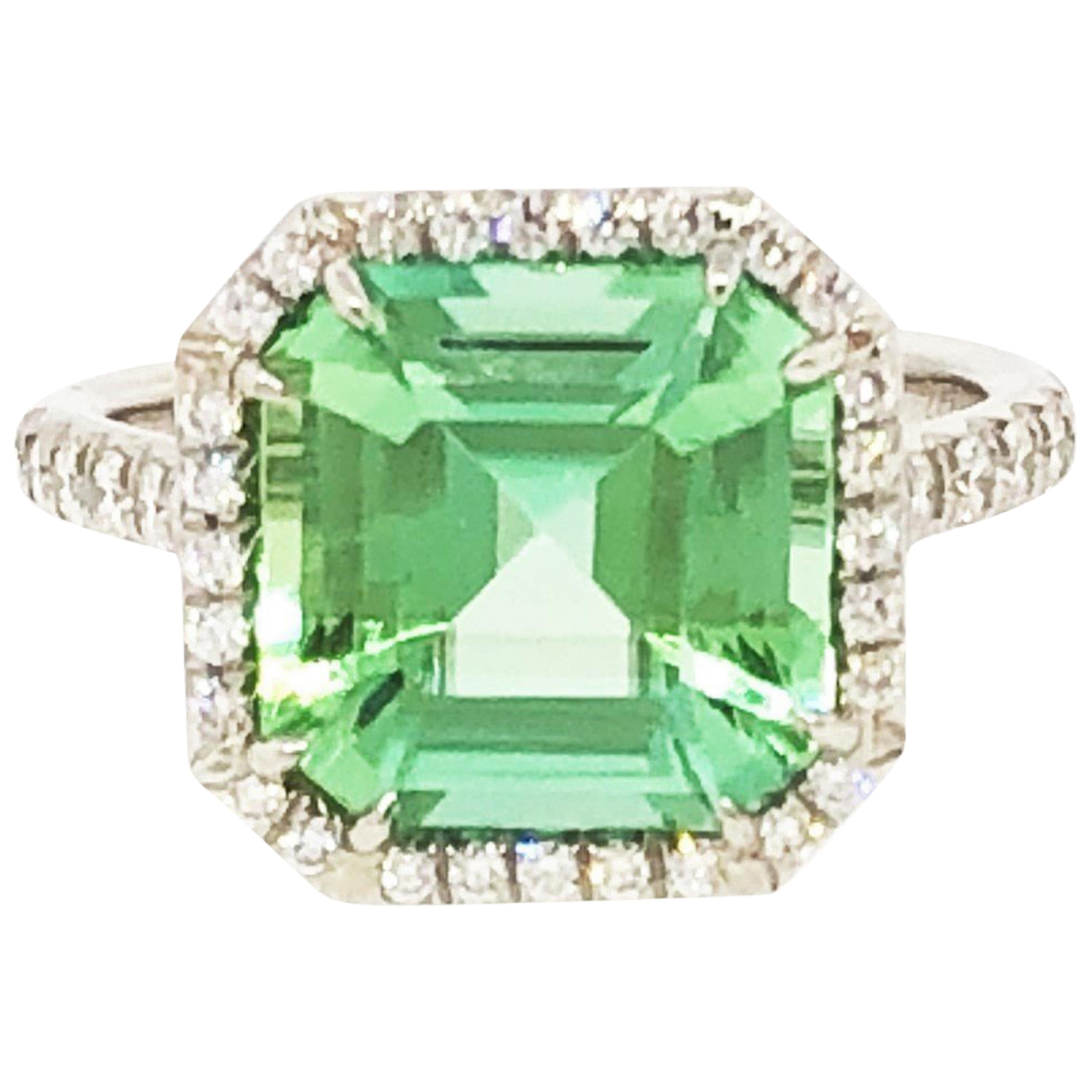Tiffany & Co. Green Tourmaline and Diamond Ring