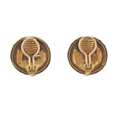 Tiffany & Co Green White Enamel Gold Button Earrings