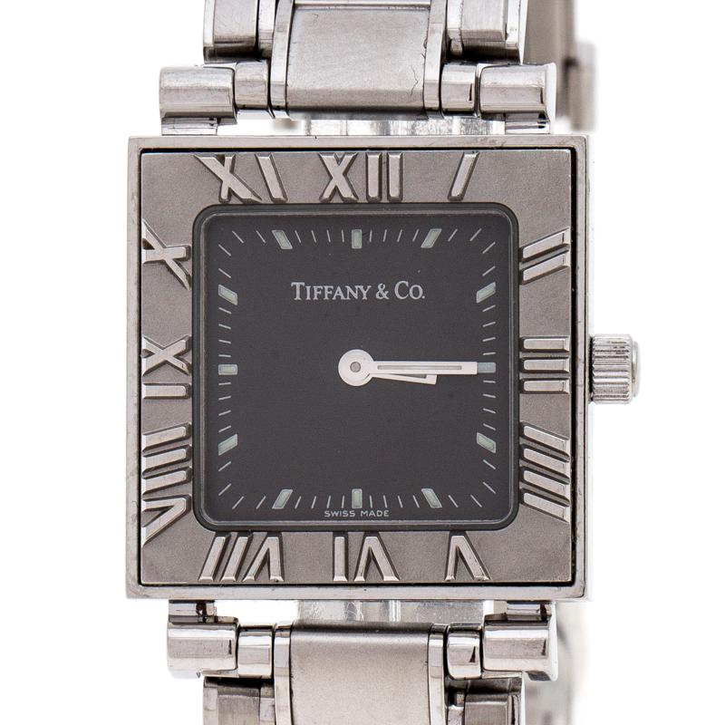 Contemporary Tiffany & Co. Grey Stainless Steel Atlas 30260324 Women's Wristwatch 23MM