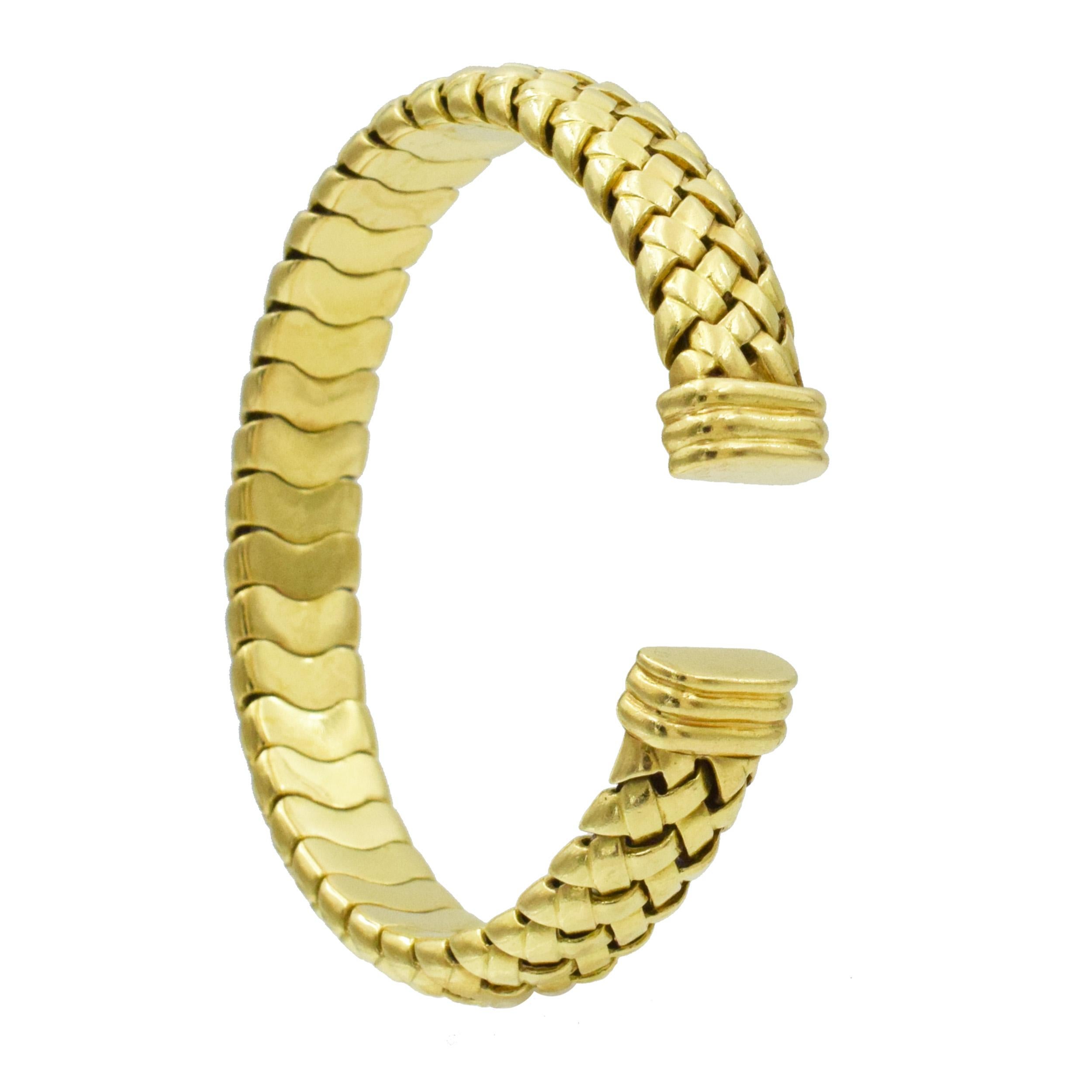 Women's or Men's Tiffany & Co. Group of Gold 'Vannerie' Bracelet, Ring, and Earrings Set For Sale