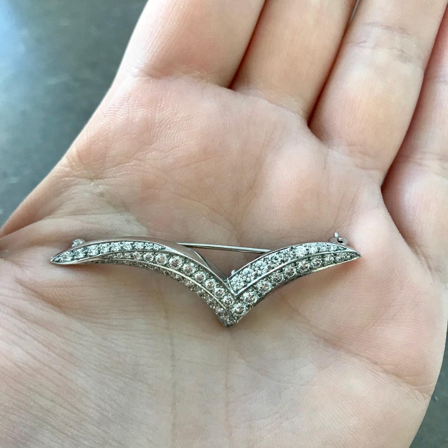 Round Cut Tiffany & Co. 'Gull' Brooch For Sale