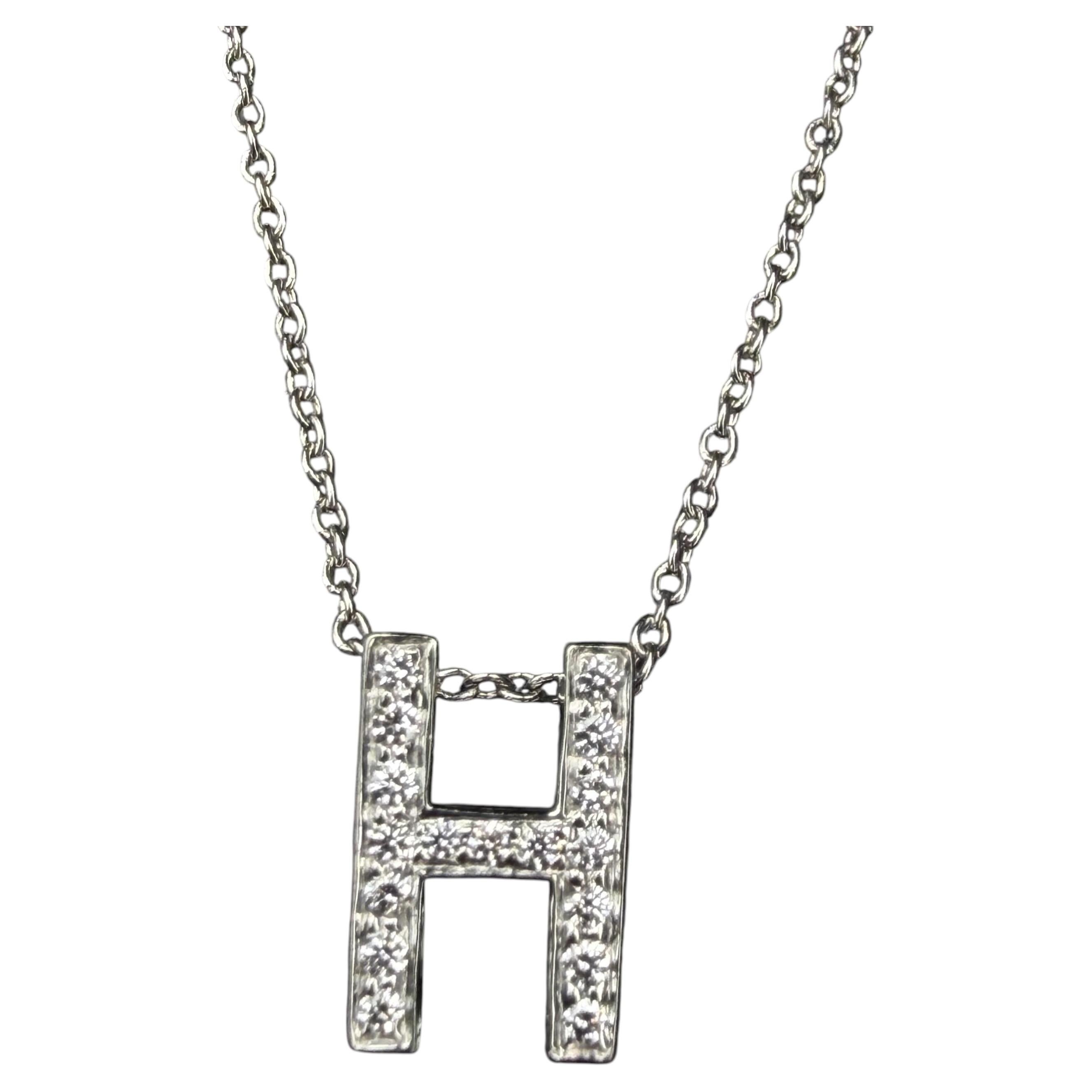 Tiffany & Co. H Initial Letter Pendant Diamond Platinum 16" or 18" 3g