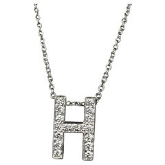 Tiffany & Co. H Initial Letter Pendant Diamond Platinum 16" or 18" 3g
