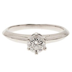 Tiffany & Co. H VVS1 Round Brilliant Diamond Solitaire Ring Size 52.5