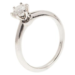 Tiffany & Co. H VVS1 Round Brilliant Diamond Solitaire Ring Size 52.5